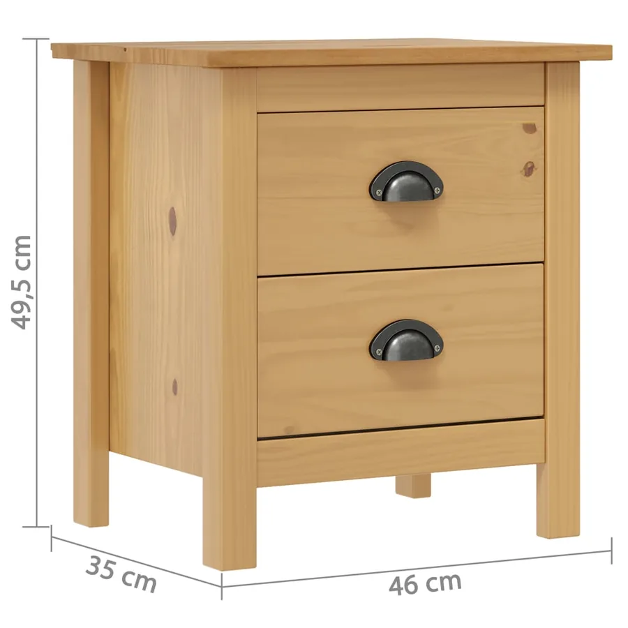 Table de chevet Hill 46x35x49,5 cm Bois de pin solide - 6