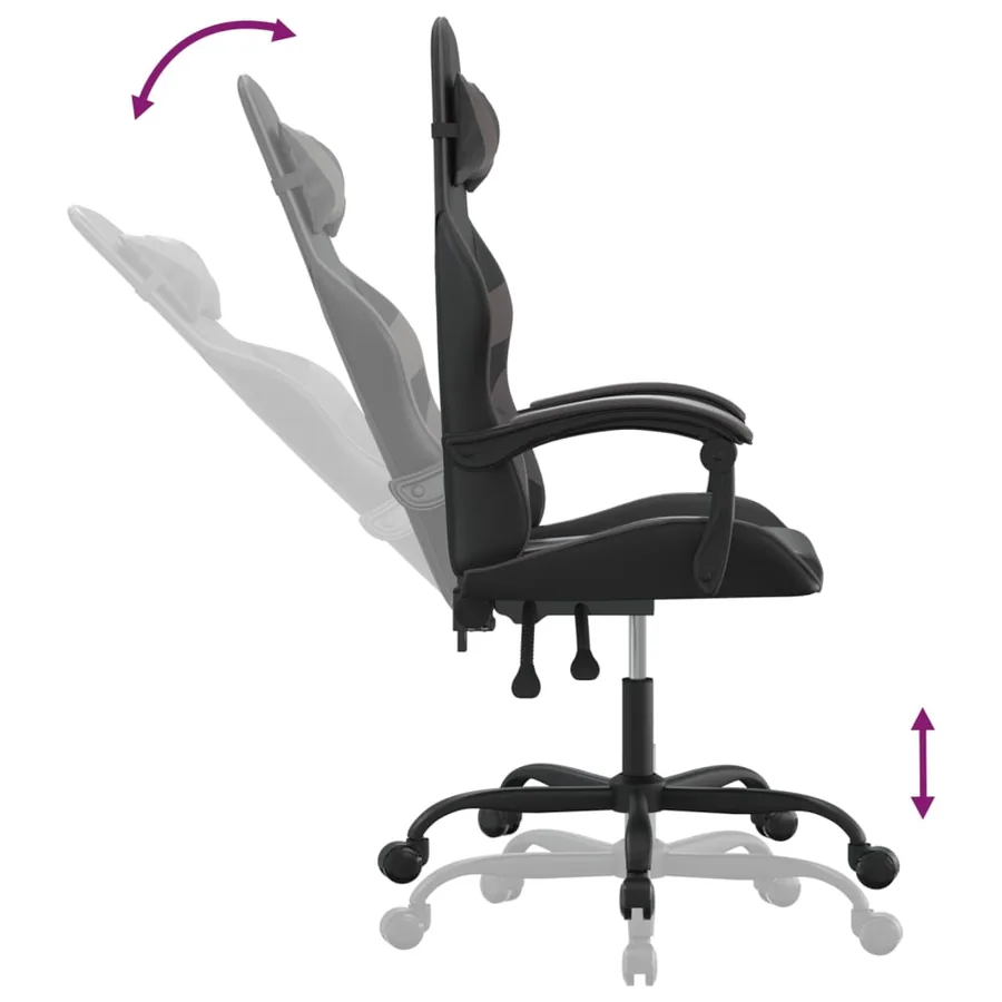 Chaise de jeu Noir et gris Similicuir - 6