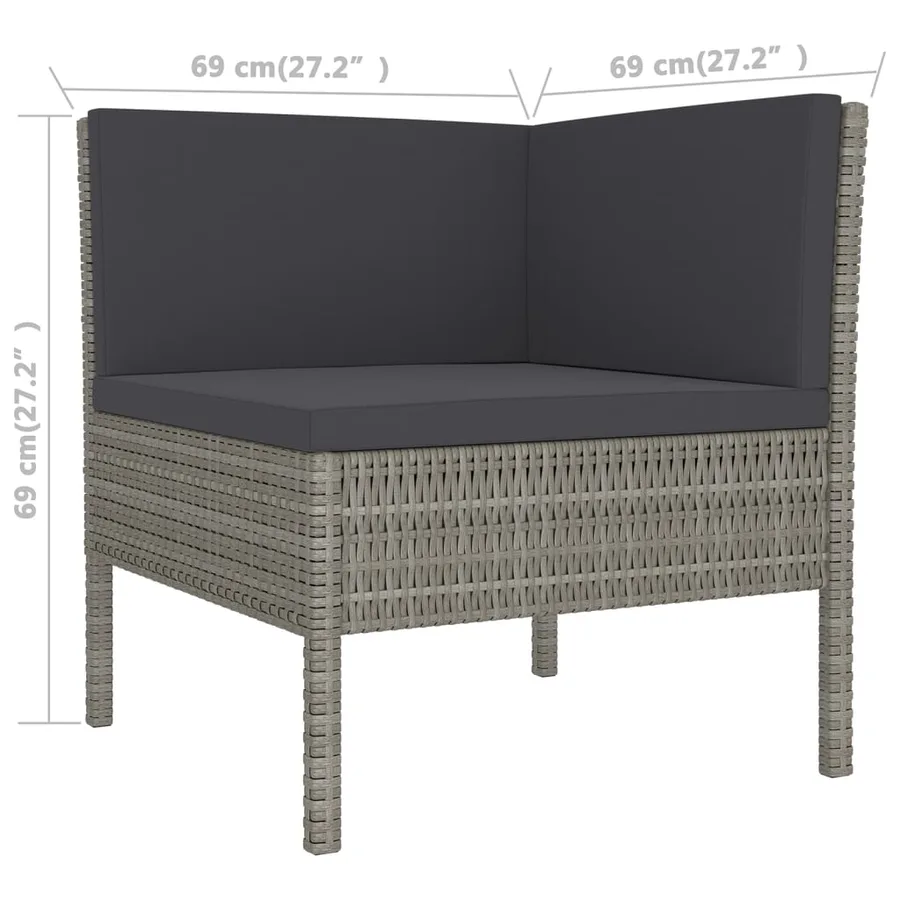 Salon de jardin 12 pcs avec coussins Résine tressée Gris - 9