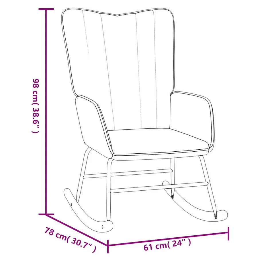 Chaise à bascule avec repose-pied Noir Velours - 10