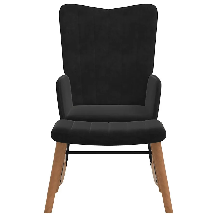Chaise à bascule avec repose-pied Noir Velours - 3