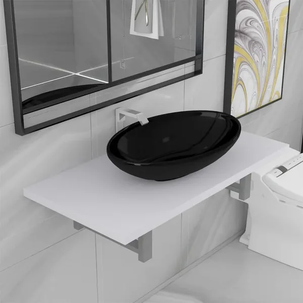 Meuble de salle de bain en deux pièces Céramique Blanc