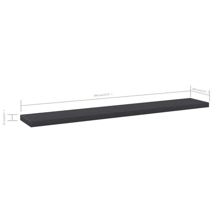 Panneaux de bibliothèque 4 pcs Gris 60x10x1,5 cm Aggloméré - 5
