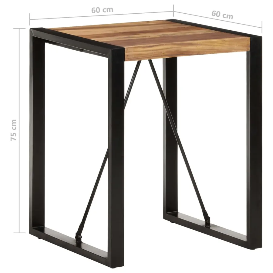 Table à manger 60x60x75 cm Bois d'acacia massif - 5