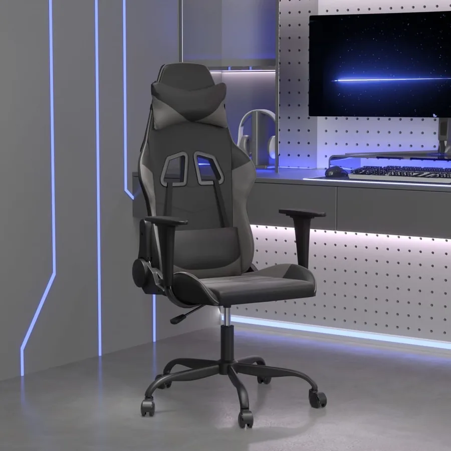 Chaise de jeu Noir et gris Similicuir