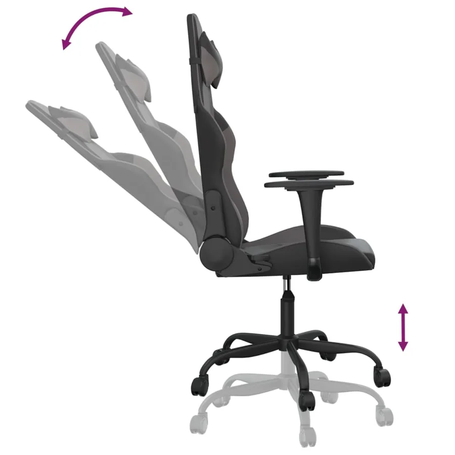 Chaise de jeu Noir et gris Similicuir - 6
