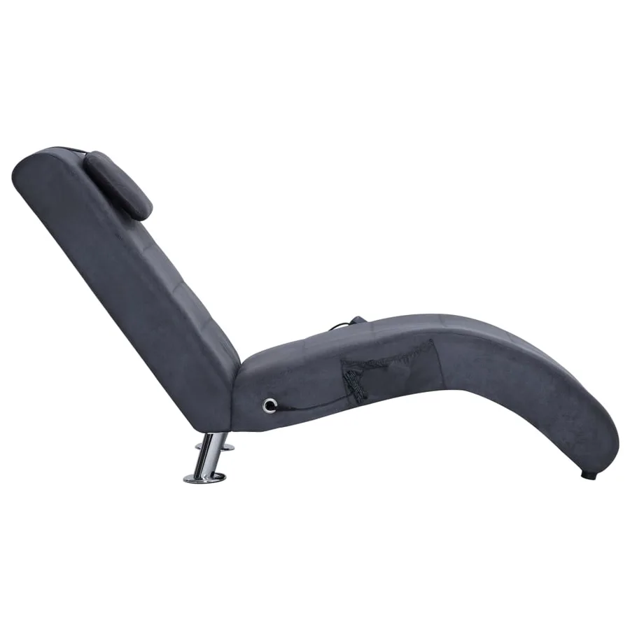 Chaise longue de massage avec oreiller Gris Similicuir daim - 4