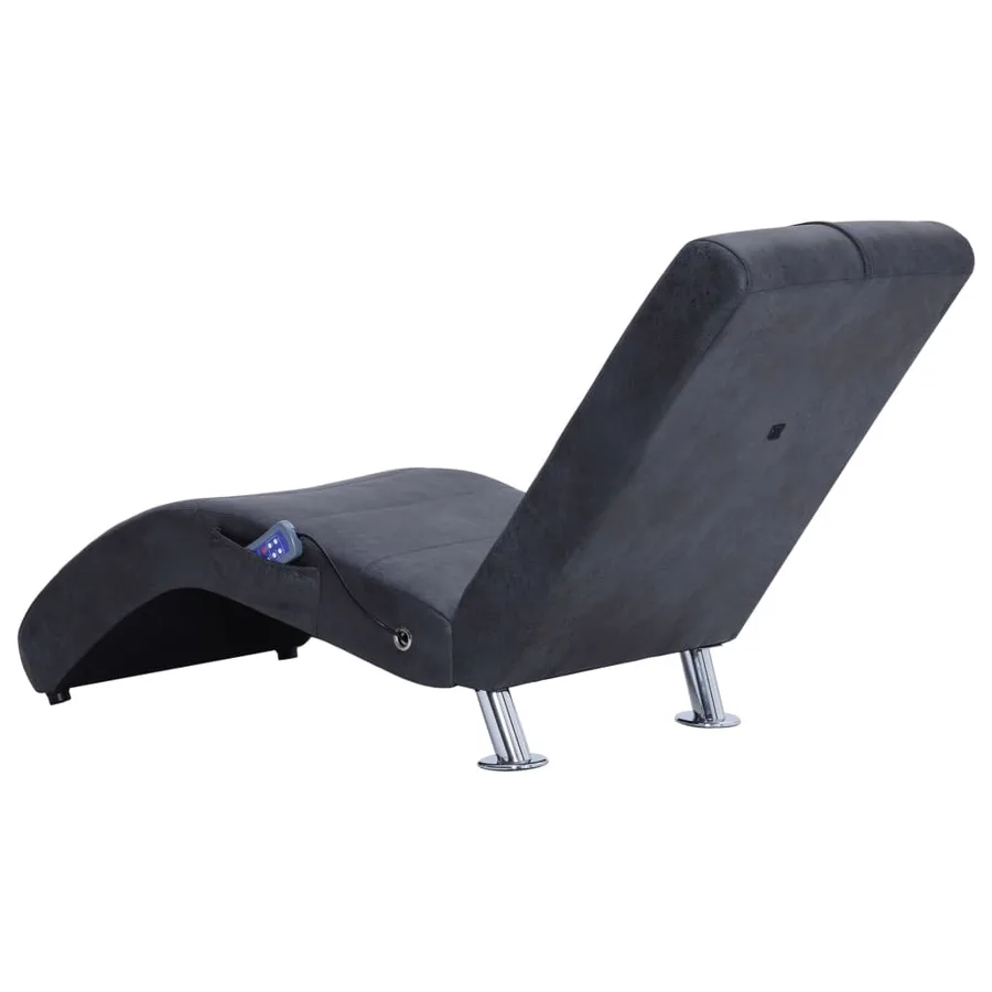 Chaise longue de massage avec oreiller Gris Similicuir daim - 5