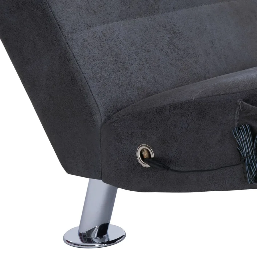 Chaise longue de massage avec oreiller Gris Similicuir daim - 7