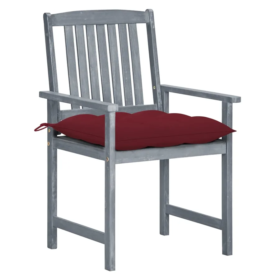 Chaises de jardin et coussins lot de 8 Bois acacia solide Gris - 2