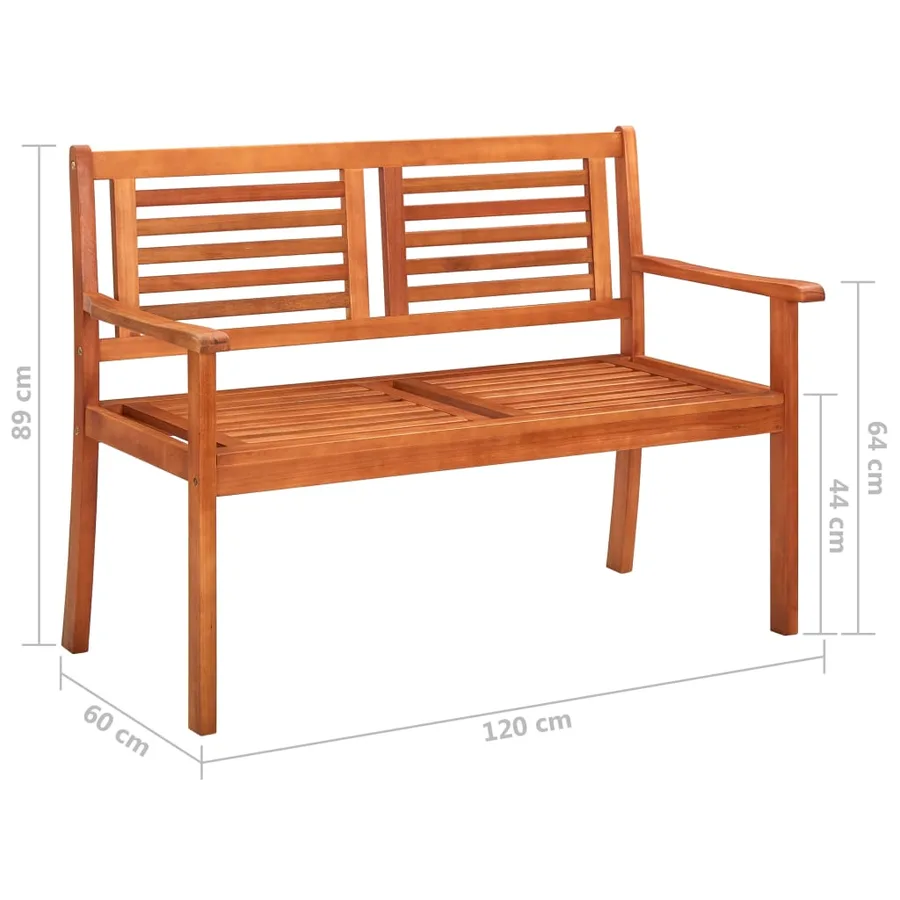 Banc de jardin 2 places avec coussin 120 cm Bois d'eucalyptus - 11