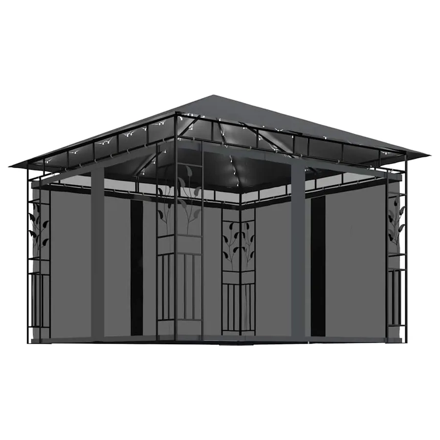 Tonnelle avec moustiquaire et lumières LED 3x3x2,73m Anthracite - 2