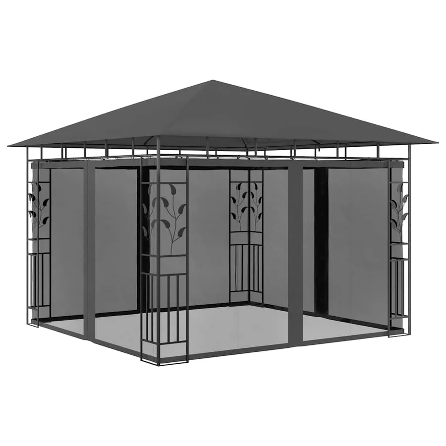 Tonnelle avec moustiquaire et lumières LED 3x3x2,73m Anthracite - 3
