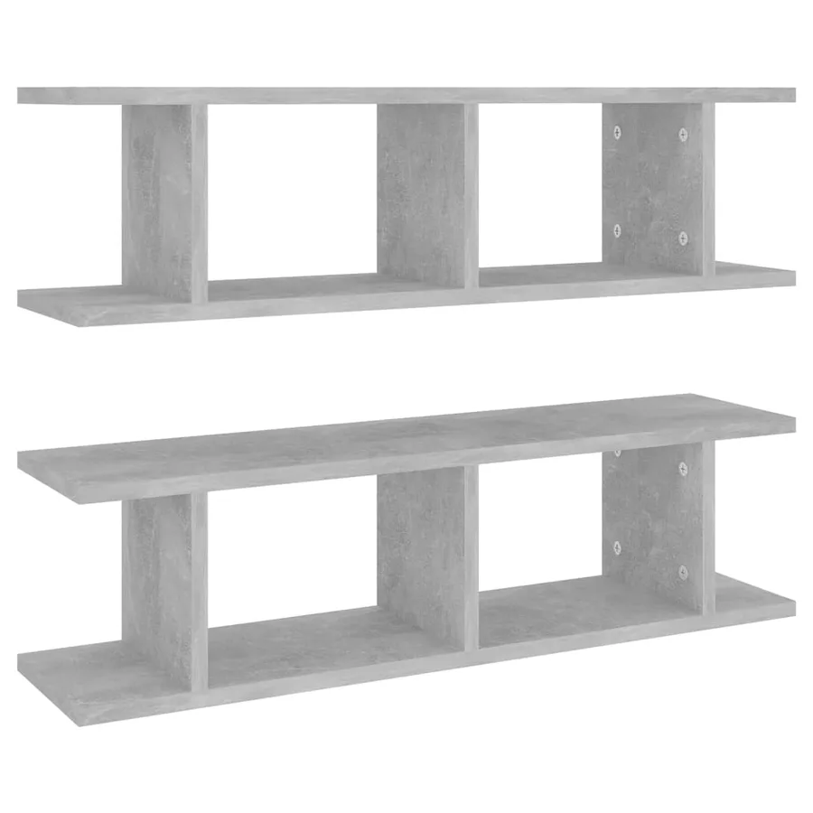 Étagères murales 2 pcs Gris béton 75x18x20 cm bois d'ingénierie - 2