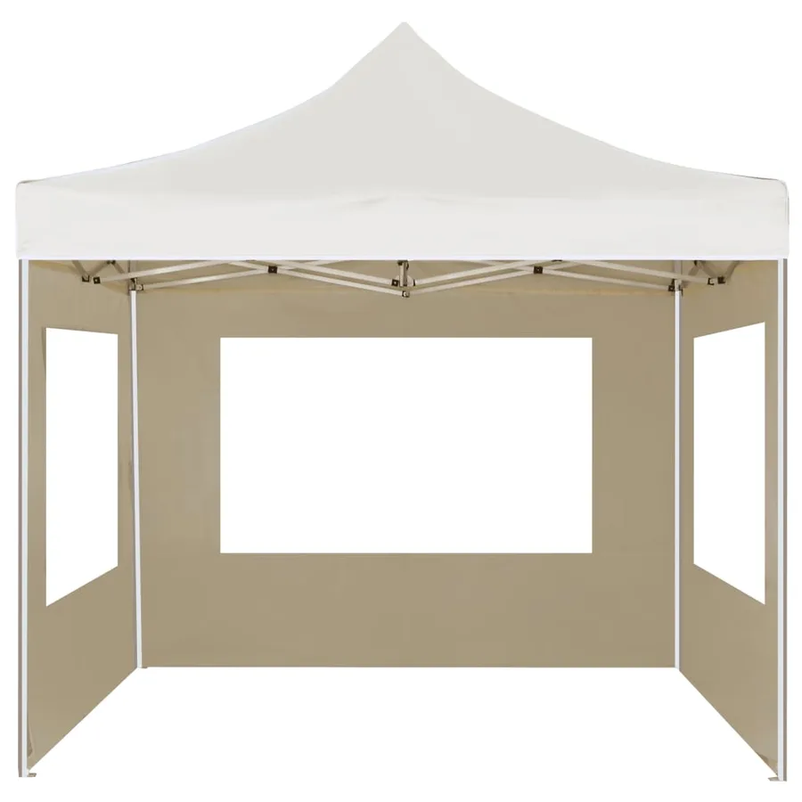 Tente de réception pliable avec parois Aluminium 2x2 m Crème - 3