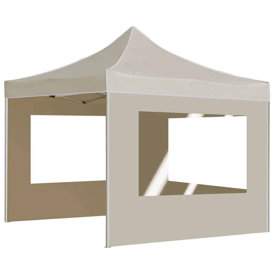 Tente de réception pliable avec parois Aluminium 2x2 m Crème - 4