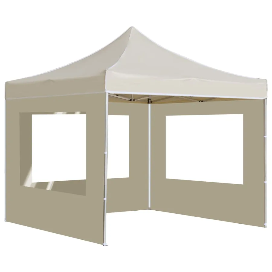 Tente de réception pliable avec parois Aluminium 2x2 m Crème - 5