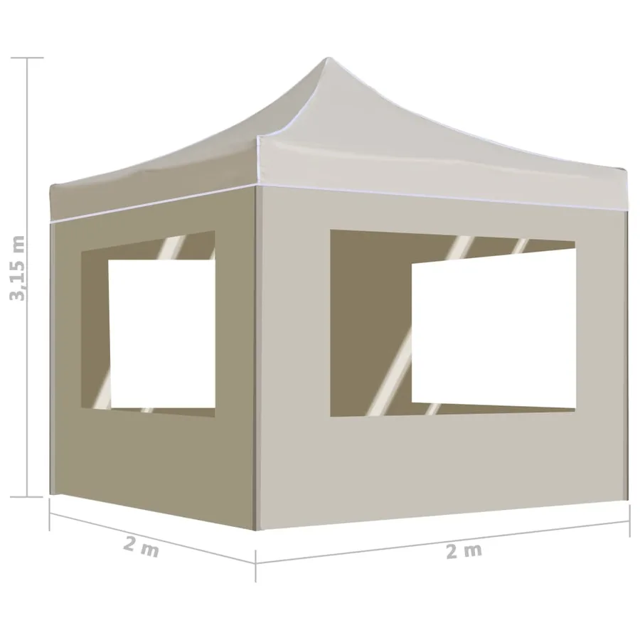 Tente de réception pliable avec parois Aluminium 2x2 m Crème - 9