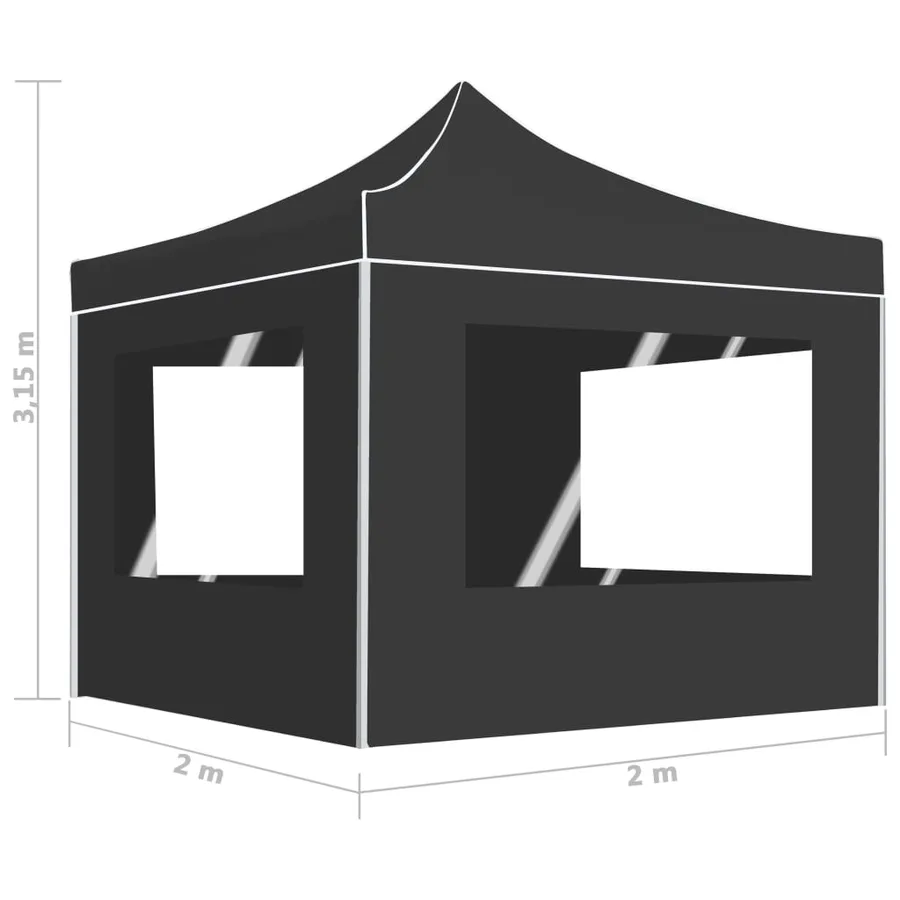 Tente de réception pliable et parois Aluminium 2x2 m Anthracite - 9