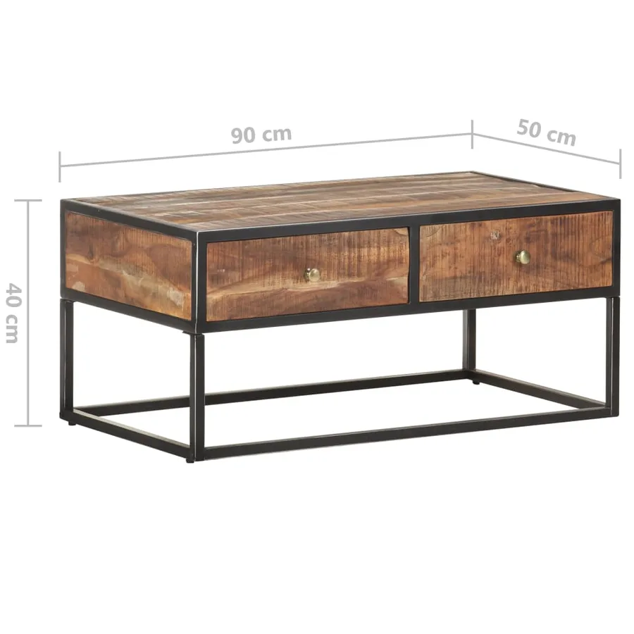 Table basse 90x50x40 cm Bois d'acacia brut - 6