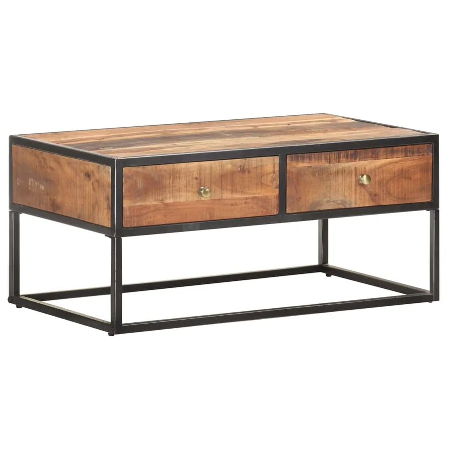 Table basse 90x50x40 cm Bois d'acacia brut - 9