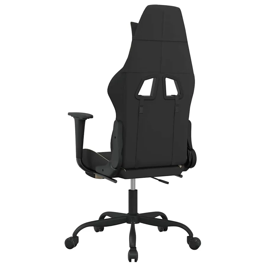 Chaise de jeu de massage avec repose-pied Noir et crème Tissu - 6