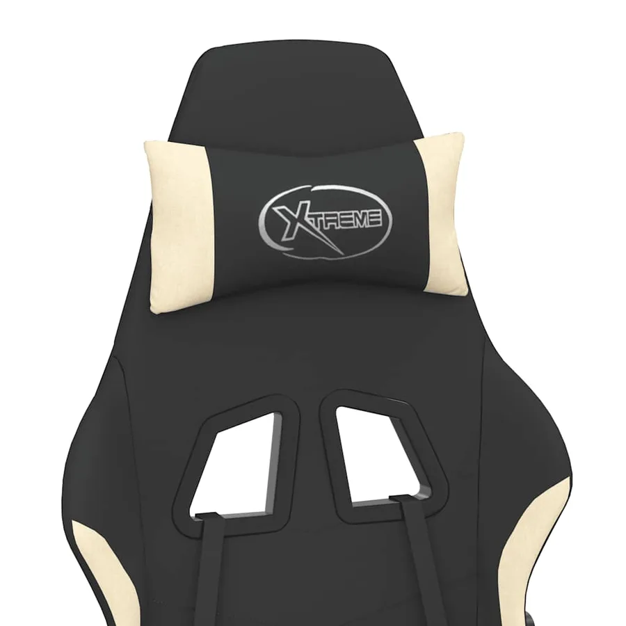 Chaise de jeu de massage avec repose-pied Noir et crème Tissu - 7