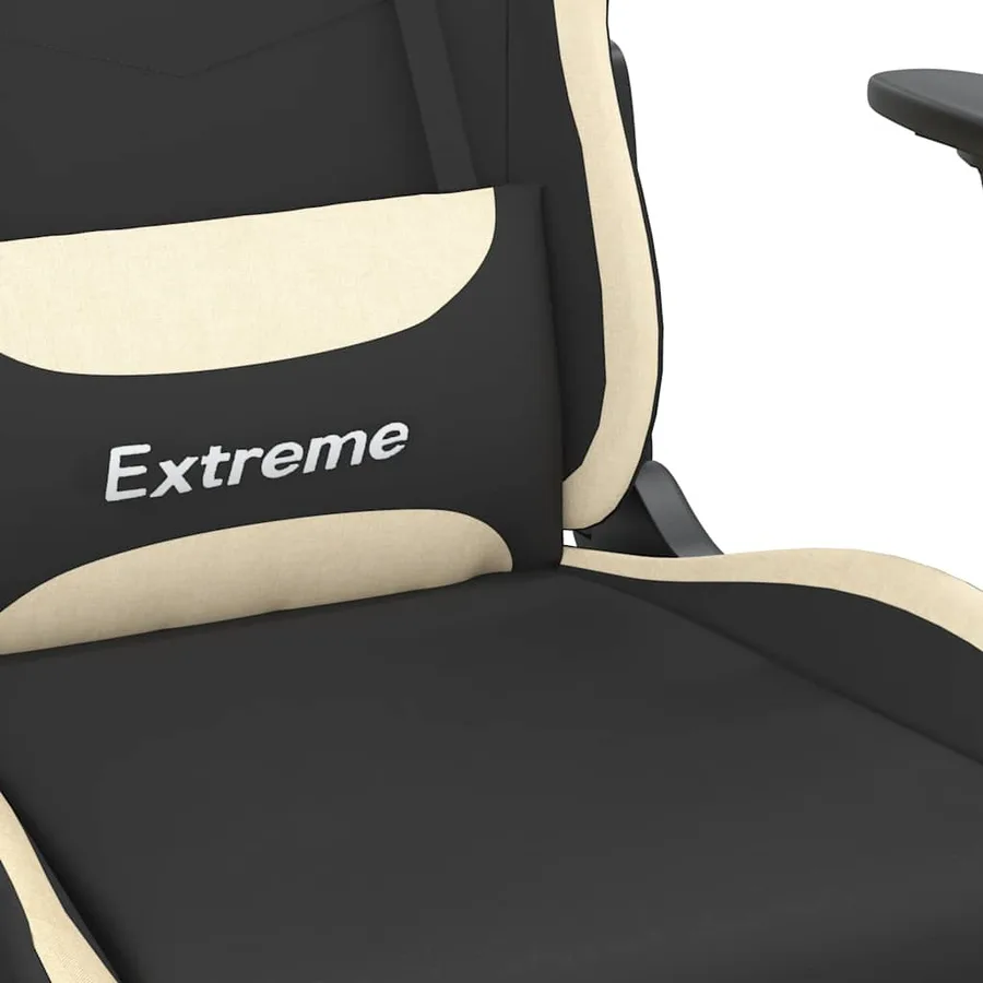Chaise de jeu de massage avec repose-pied Noir et crème Tissu - 9