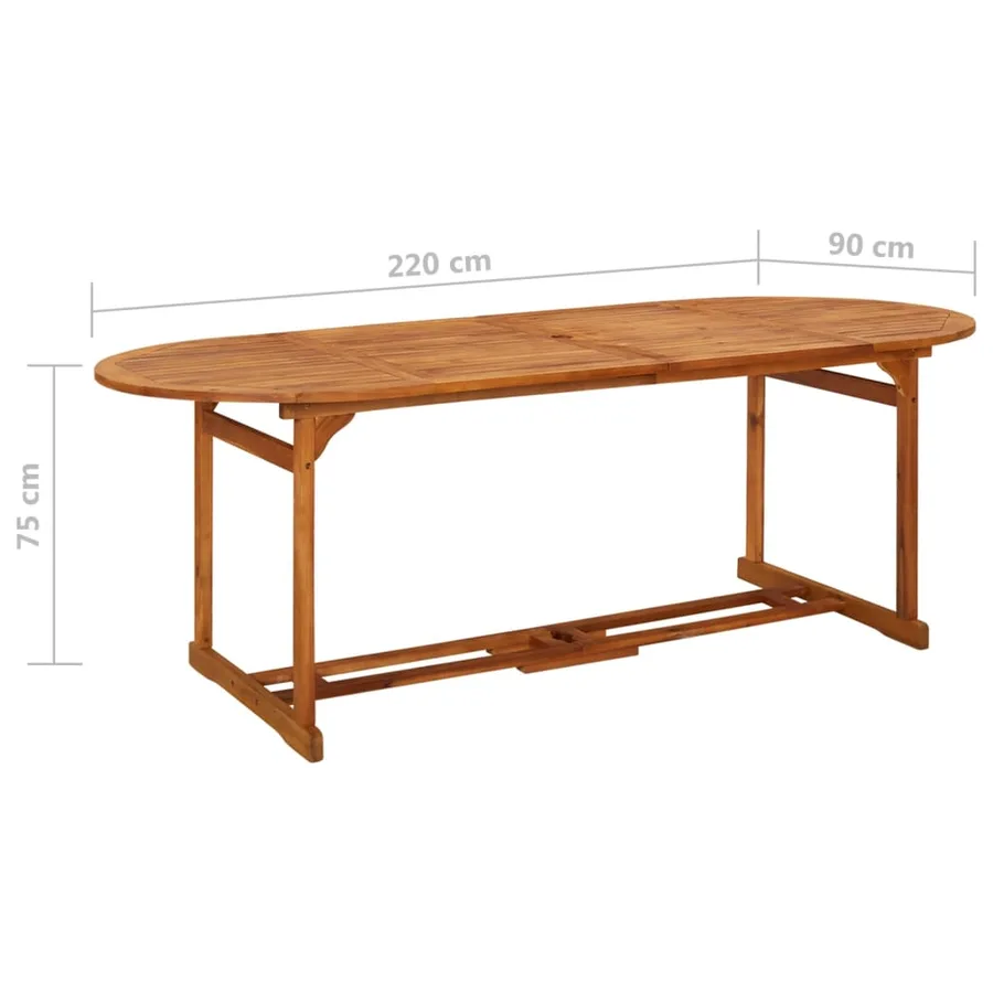 Table à dîner de jardin 220x90x75 cm Bois d'acacia massif - 6