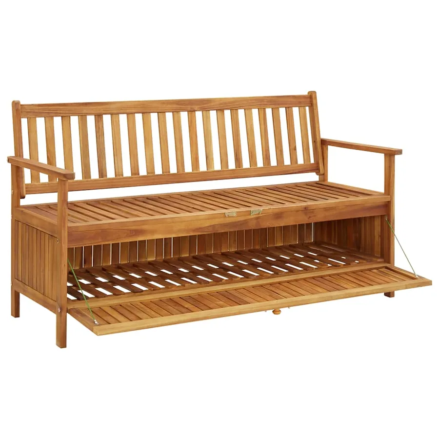 Banc de rangement de jardin 148 cm bois d'acacia solide - 5