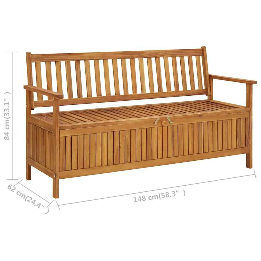 Banc de rangement de jardin 148 cm bois d'acacia solide - 8