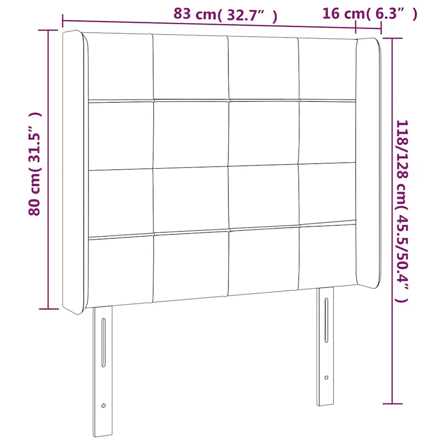 Tête de lit avec oreilles Vert foncé 83x16x118/128 cm Velours - 7