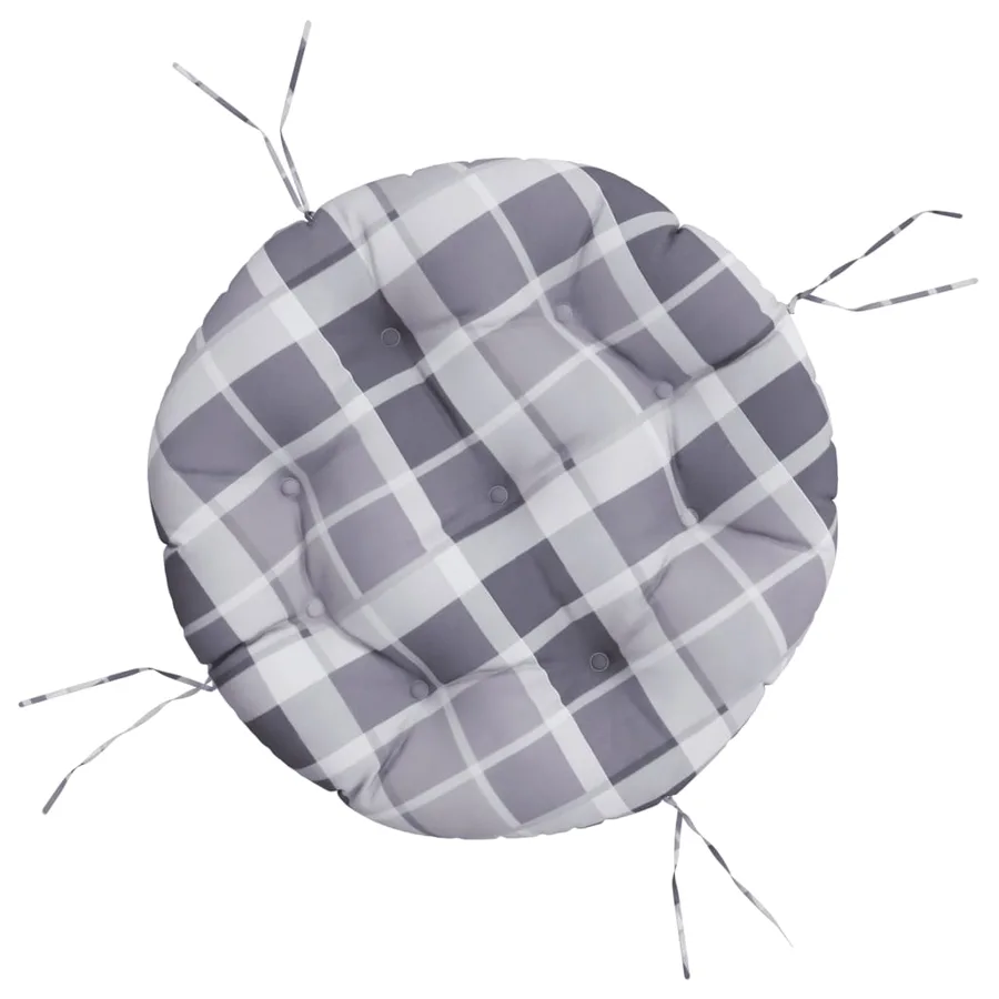 Coussin rond motif à carreaux gris Ø 60 x11 cm tissu oxford - 2