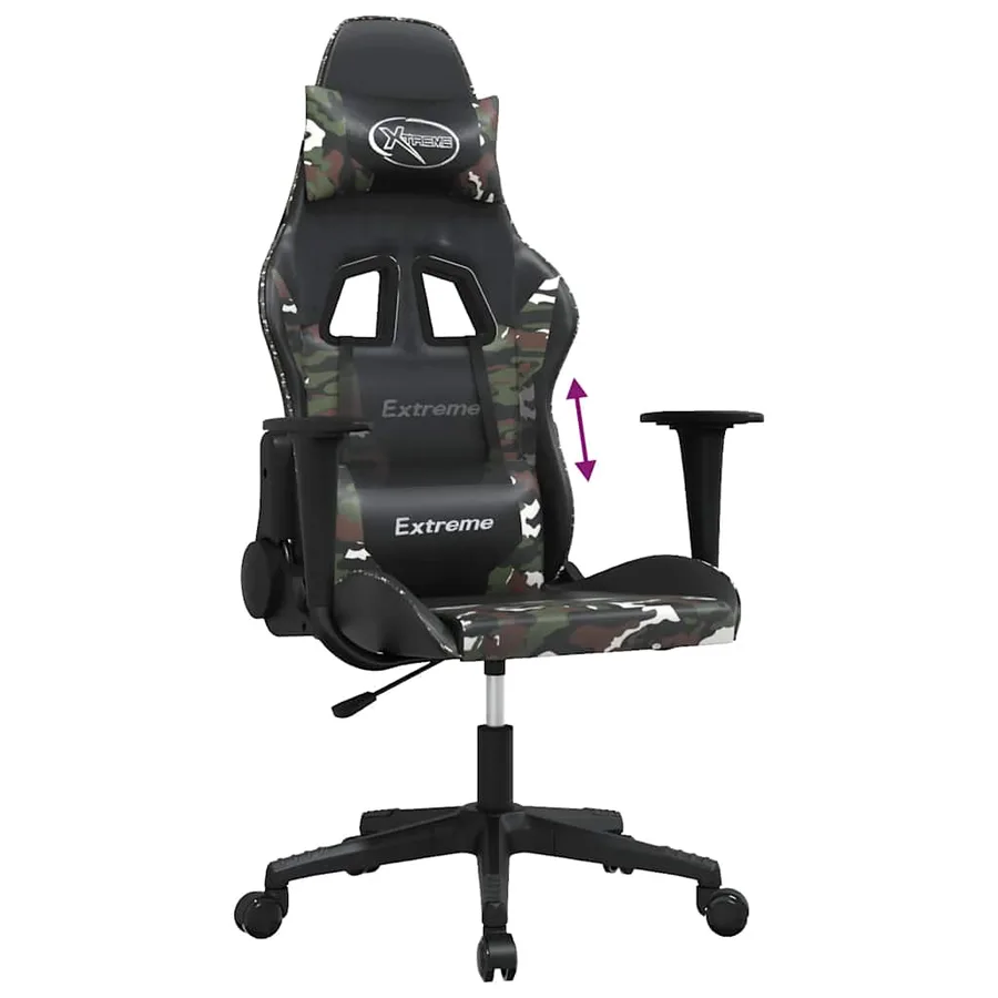 Chaise de jeu Noir et camouflage Similicuir - 7