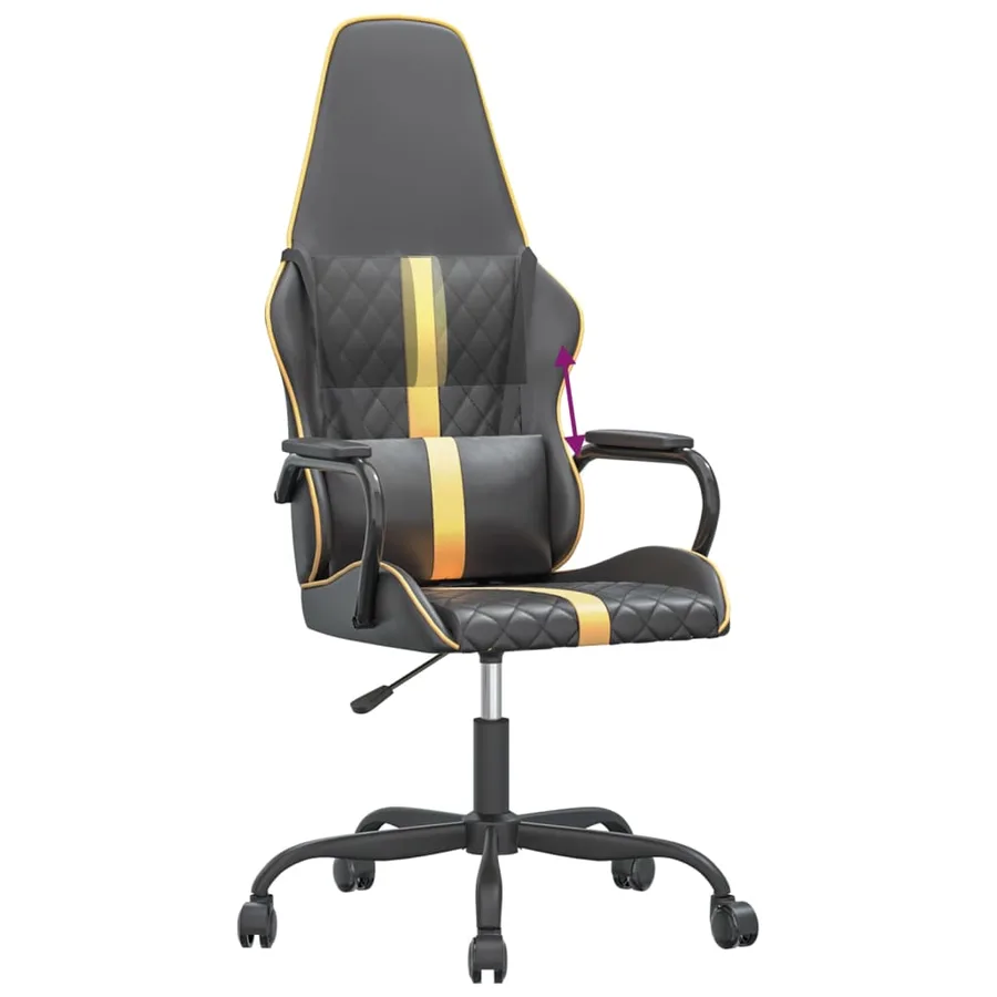 Chaise de jeu Noir et doré Similicuir - 7