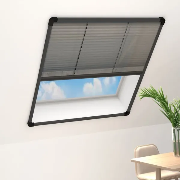 Moustiquaire plissée pour fenêtre Aluminium Anthracite 80x160cm