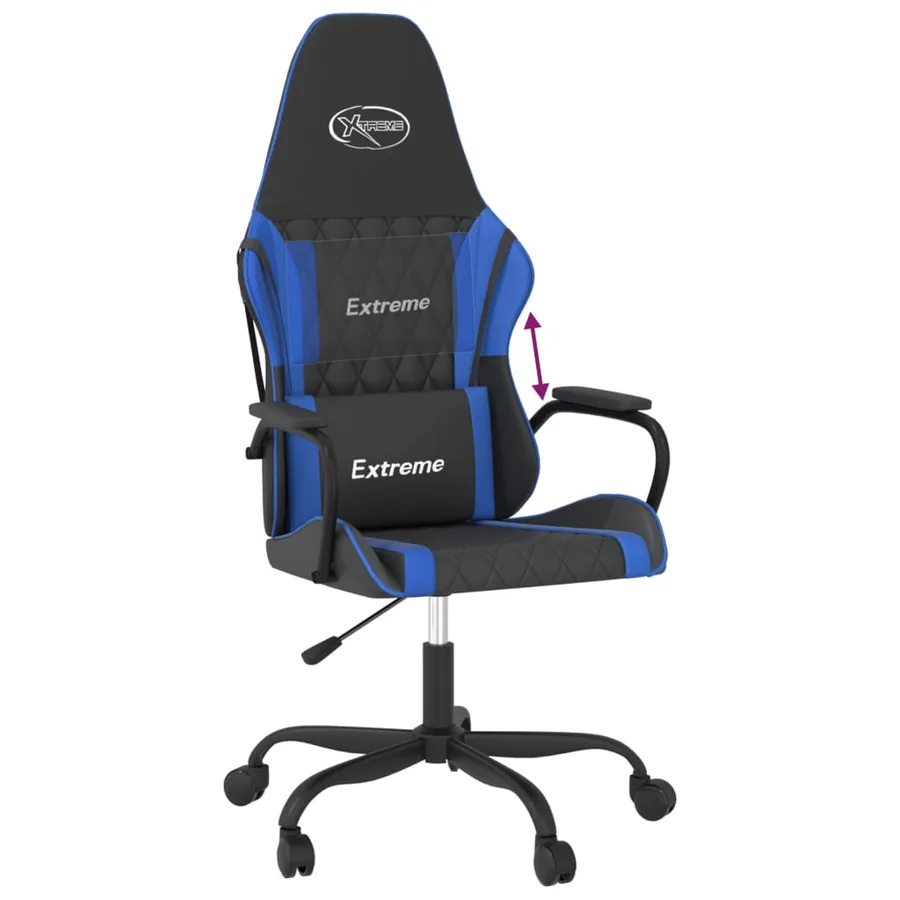 Chaise de jeu Noir et bleu Similicuir - 6