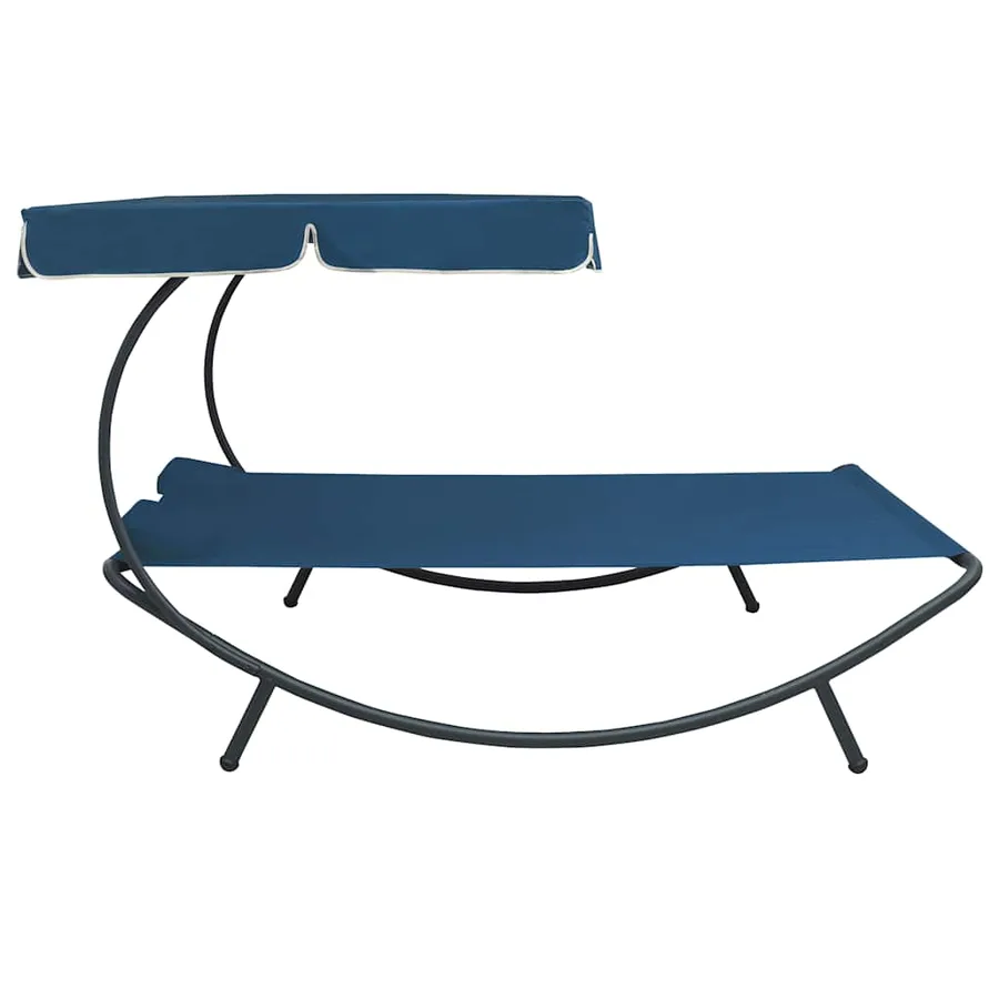 Lit de repos d'extérieur avec auvent et oreillers bleu - 3