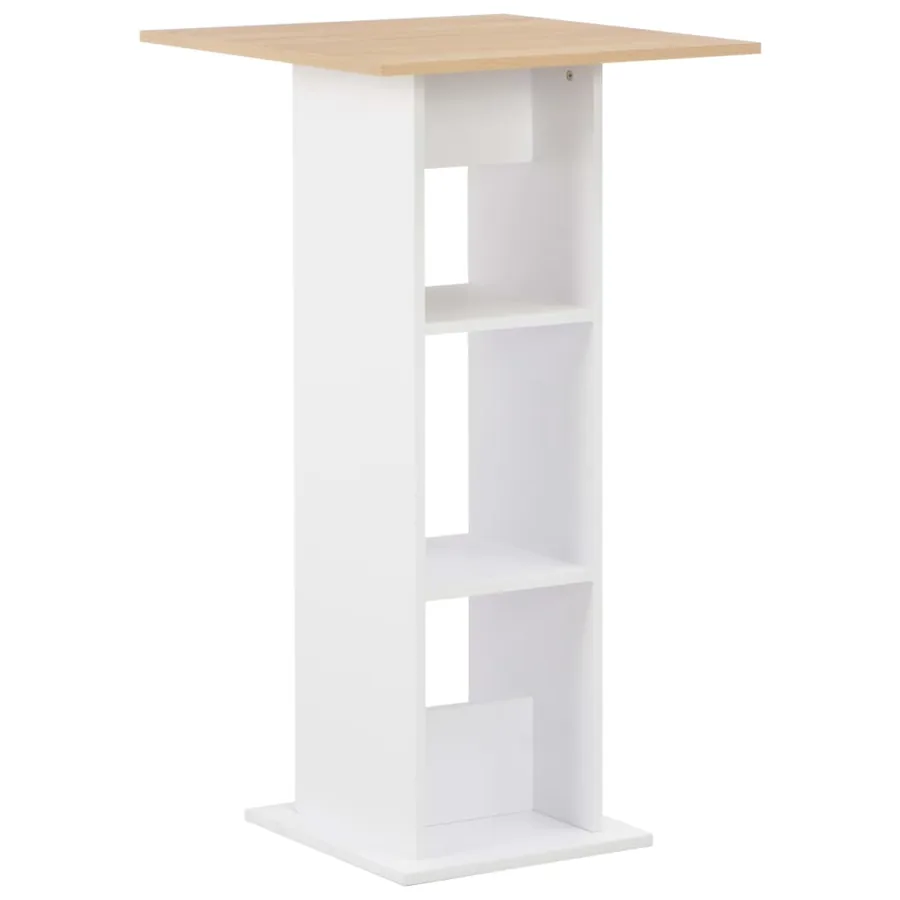 Table de bar Blanc et chêne Sonoma 60x60x110 cm