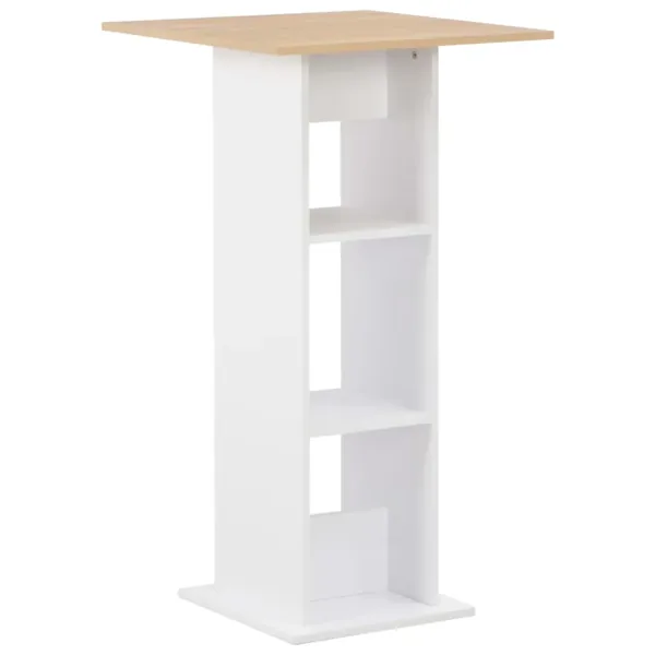 Table de bar Blanc et chêne Sonoma 60x60x110 cm