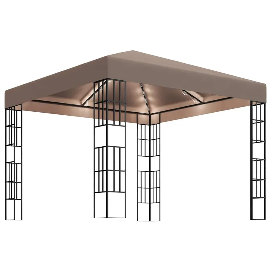 Tonnelle avec guirlande lumineuse à LED 3x3 m Taupe - 2