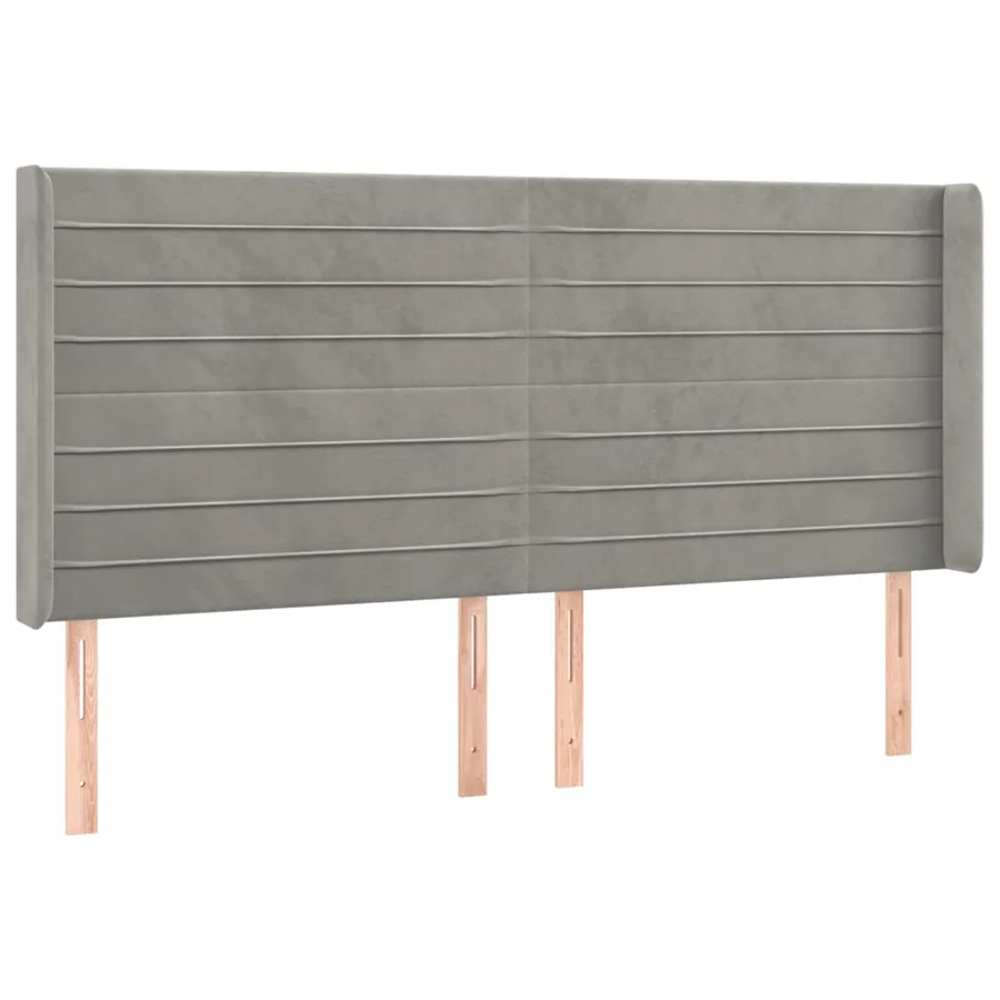 Tête de lit avec oreilles Gris clair 183x16x118/128 cm Velours - 2