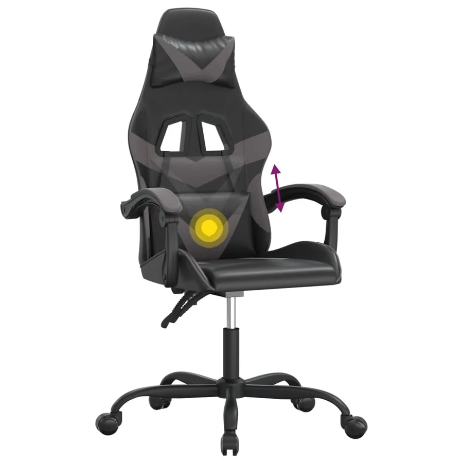 Chaise de jeu pivotante Noir et gris Similicuir - 11