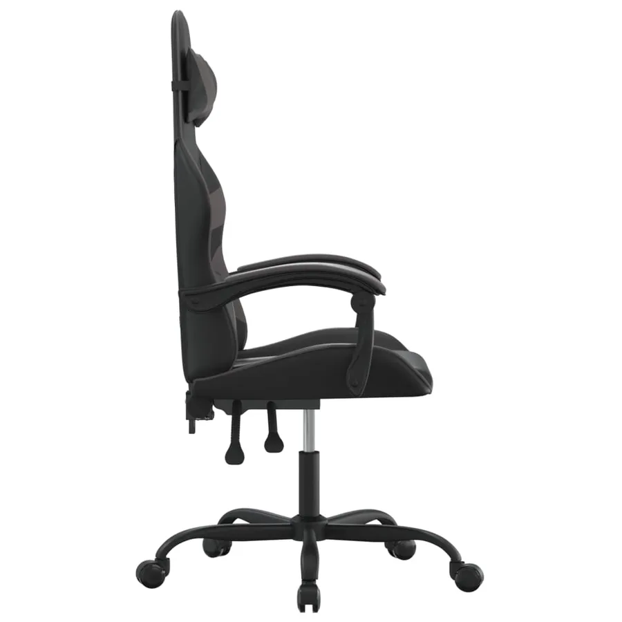 Chaise de jeu pivotante Noir et gris Similicuir - 4
