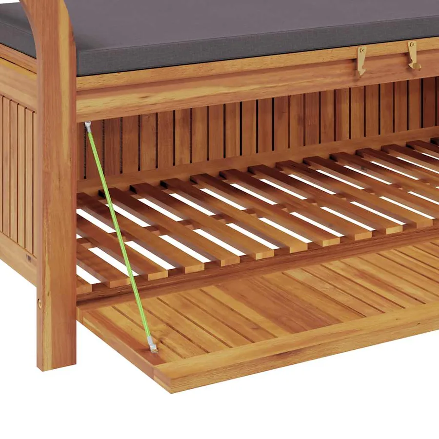 Banc de rangement de jardin avec coussin 126 cm Bois d'acacia - 12