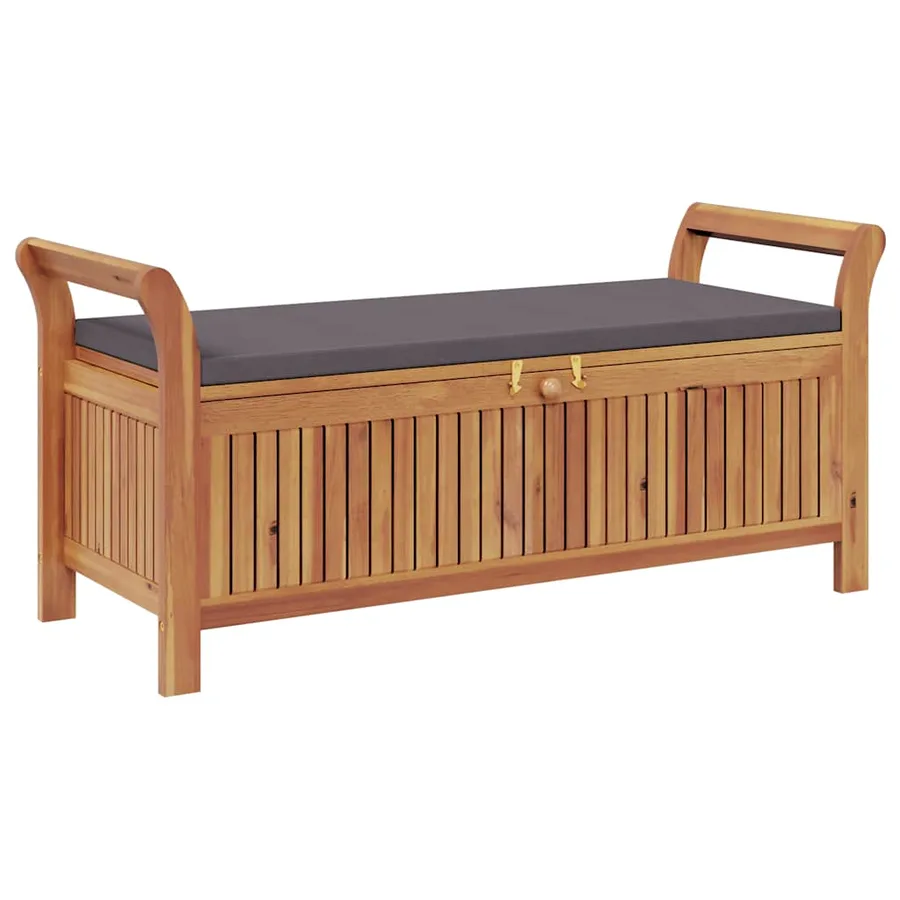 Banc de rangement de jardin avec coussin 126 cm Bois d'acacia - 2