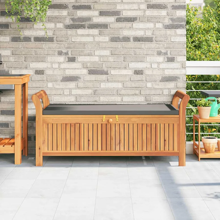 Banc de rangement de jardin avec coussin 126 cm Bois d'acacia - 3