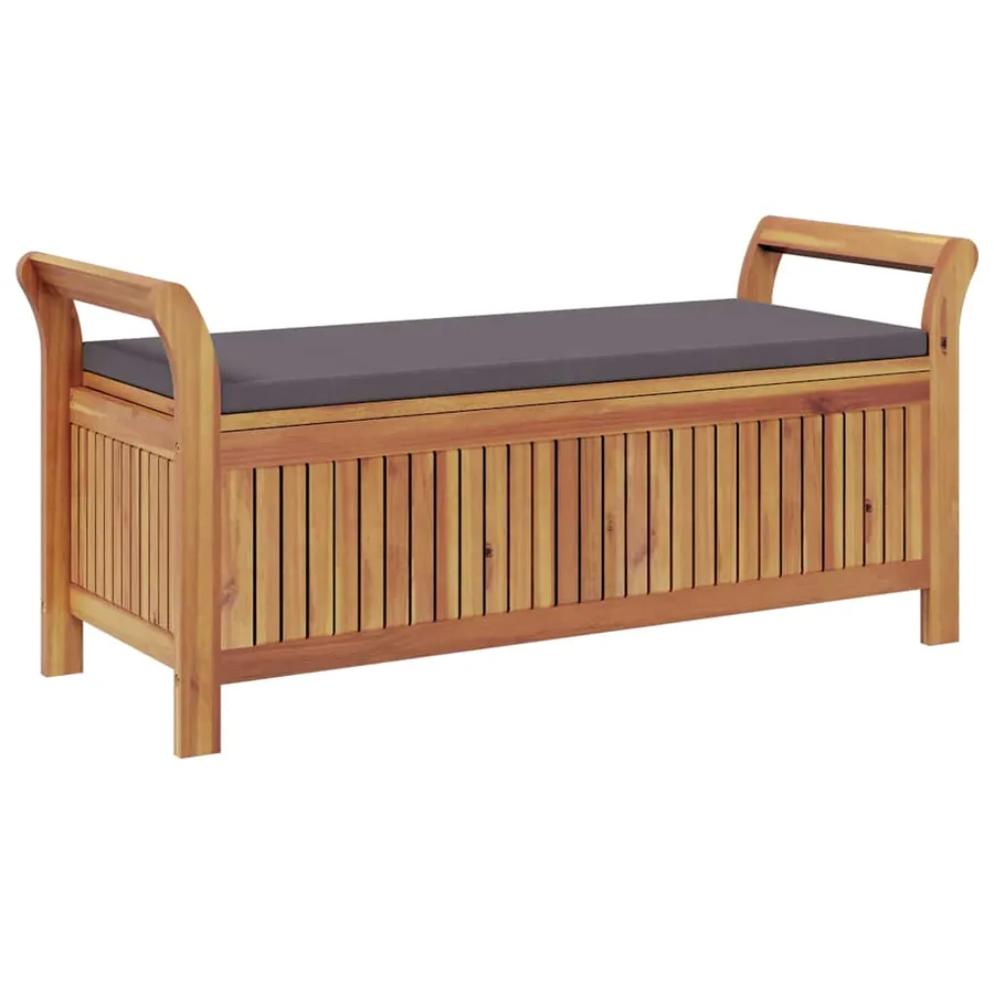 Banc de rangement de jardin avec coussin 126 cm Bois d'acacia - 8