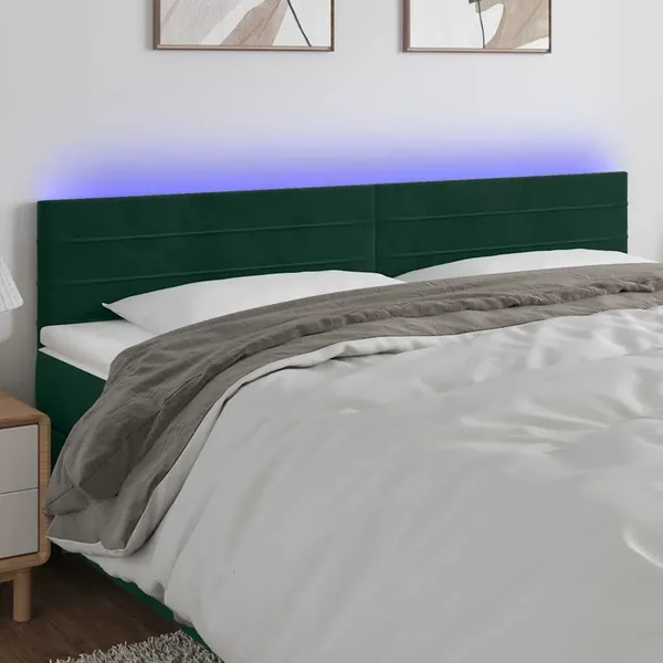 Tête de lit à LED Vert foncé 180x5x78/88 cm Velours