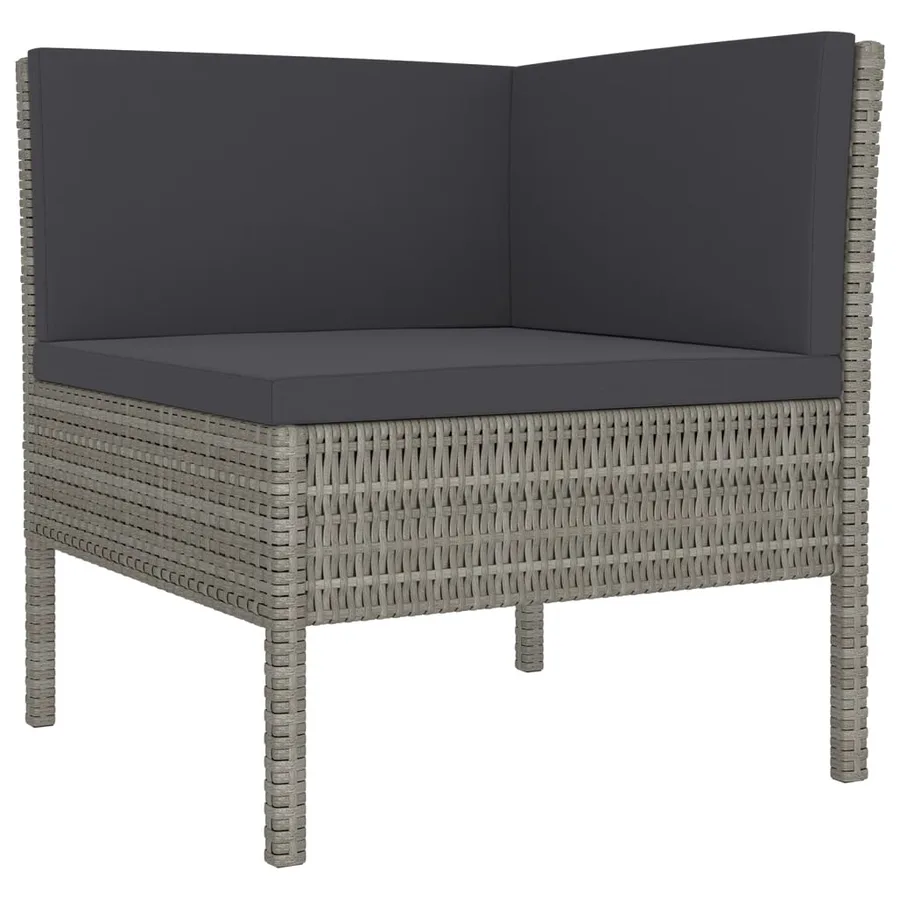Salon de jardin 9 pcs avec coussins Résine tressée Gris - 4